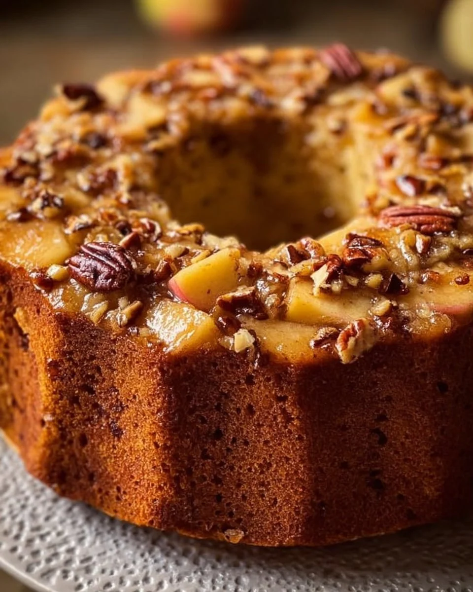 Gâteau aux noix et aux pommes, dessert d'automne savoureux.