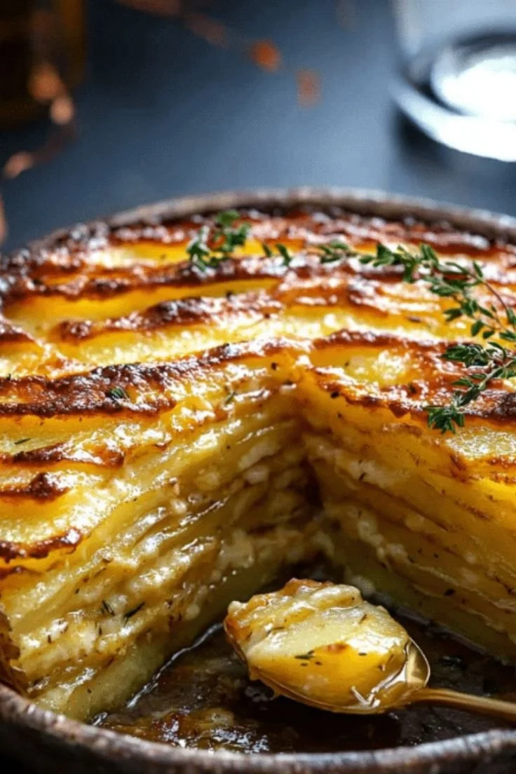Gratin de pommes de terre croustillant avec fromage et herbes