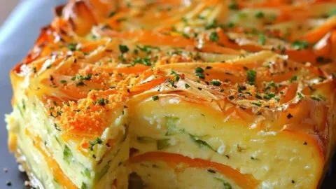 Flan aux Légumes Râpés, plat savoureux et léger, idéal pour un repas sain.