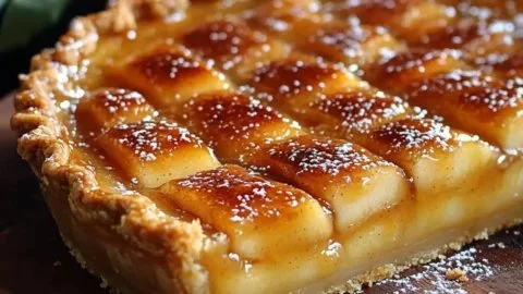 Tarte aux Pommes Façon Crème Brûlée, dessert français avec pommes et croûte dorée
